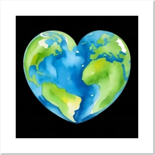 Funny Happy Earth Day, Heart with Earth Posters and Art